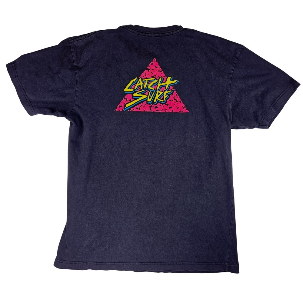 Catch Surf Navy Blue Short Sleeve T-shirt 80's Inspo Screen Print T-shirt Sz L